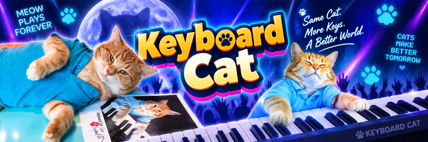 Keyboard Cat banner — Fatso at the keys